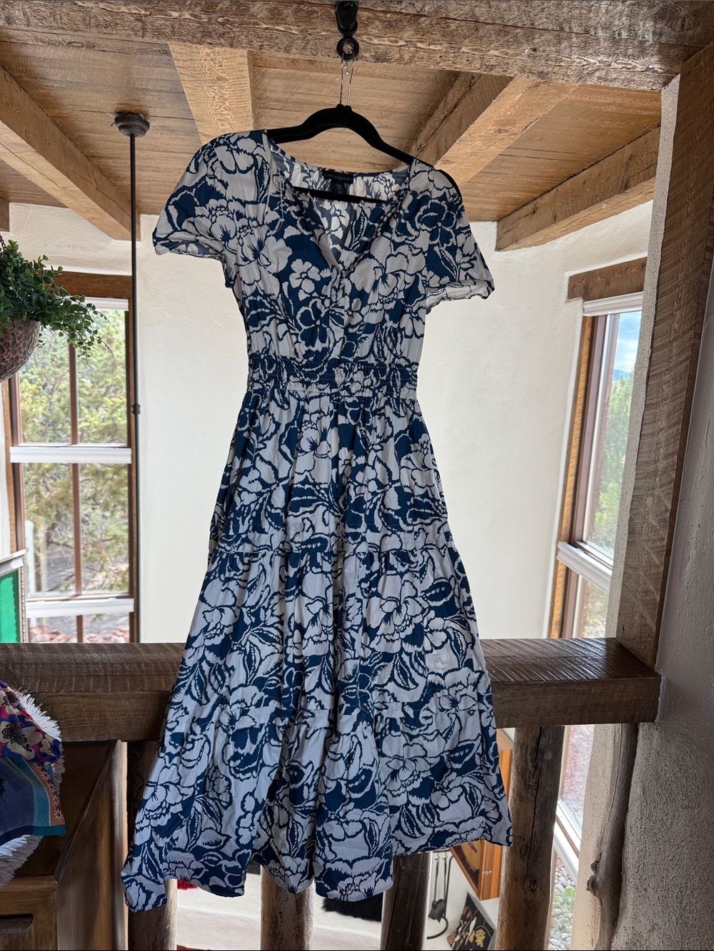 Cynthia Rowley Navy and White Floral Maxi Dress